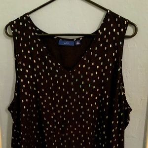 Foil Metallic Spotted V neck Sleeveless Tank Top